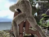 Hot anime chick gets fucked by a hairy beast